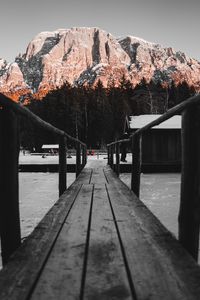 Preview wallpaper bridge, rink, mountain, winter, nature