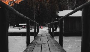 Preview wallpaper bridge, rink, mountain, winter, nature