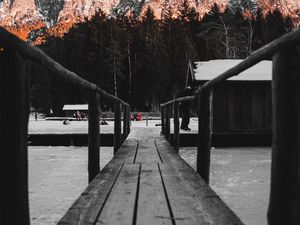 Preview wallpaper bridge, rink, mountain, winter, nature