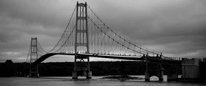 Preview wallpaper bridge, river, architecture, black and white