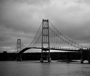 Preview wallpaper bridge, river, architecture, black and white