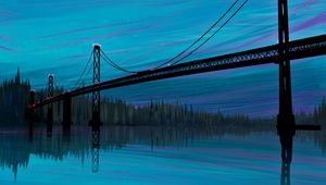 Preview wallpaper bridge, river, art, reflection, twilight