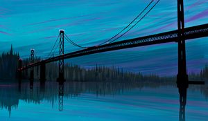 Preview wallpaper bridge, river, art, reflection, twilight