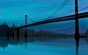 Preview wallpaper bridge, river, art, reflection, twilight