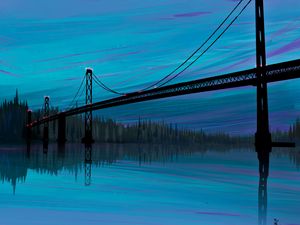 Preview wallpaper bridge, river, art, reflection, twilight