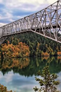 Preview wallpaper bridge, river, autumn, trees, landscape