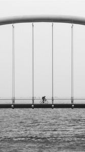 Preview wallpaper bridge, river, bicycle, bw