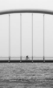 Preview wallpaper bridge, river, bicycle, bw