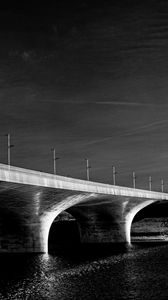 Preview wallpaper bridge, river, black and white, lights