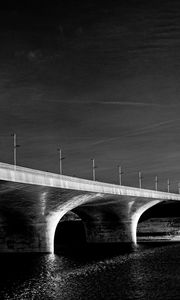 Preview wallpaper bridge, river, black and white, lights