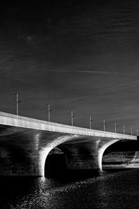 Preview wallpaper bridge, river, black and white, lights