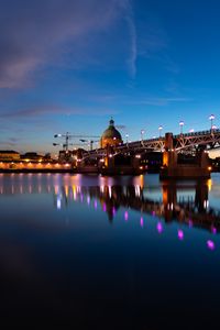 Preview wallpaper bridge, river, building, lights, night