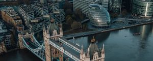 Preview wallpaper bridge, river, buildings, city, aerial view, london