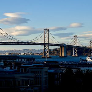 Preview wallpaper bridge, river, buildings