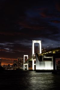 Preview wallpaper bridge, river, city, dark, backlight, buildings