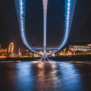 Preview wallpaper bridge, river, city, night, light
