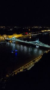 Preview wallpaper bridge, river, city, lights, night