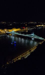 Preview wallpaper bridge, river, city, lights, night