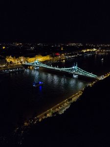 Preview wallpaper bridge, river, city, lights, night