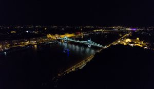 Preview wallpaper bridge, river, city, lights, night