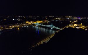 Preview wallpaper bridge, river, city, lights, night