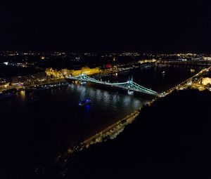 Preview wallpaper bridge, river, city, lights, night