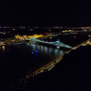 Preview wallpaper bridge, river, city, lights, night
