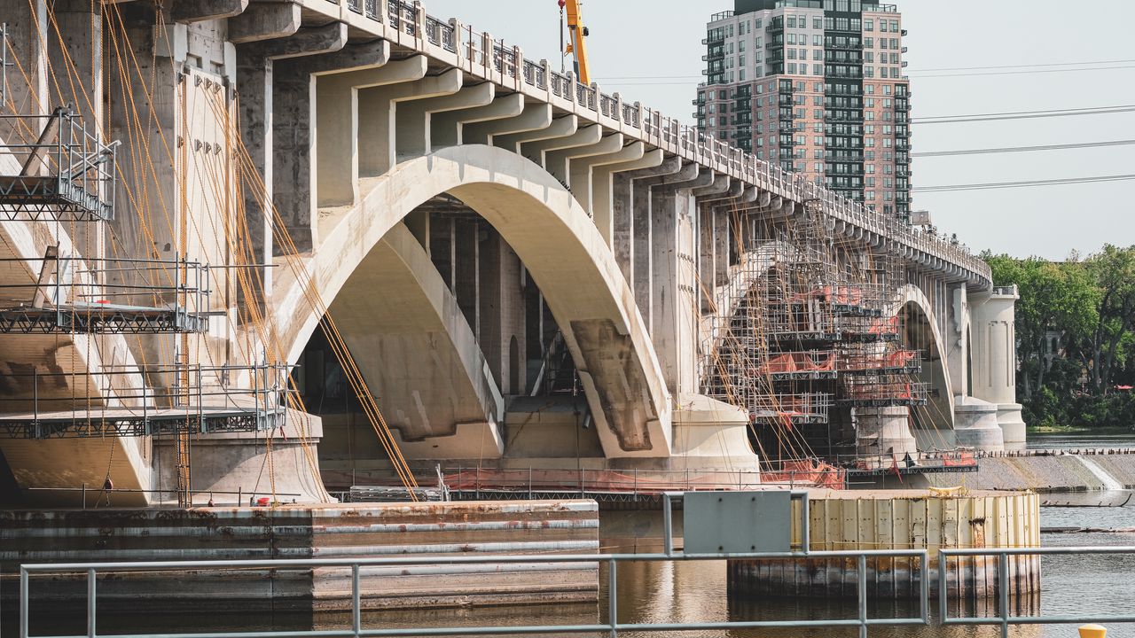 Wallpaper bridge, river, construction, building