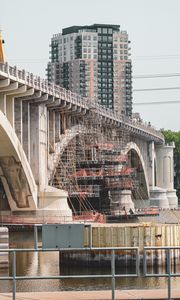 Preview wallpaper bridge, river, construction, building