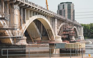 Preview wallpaper bridge, river, construction, building