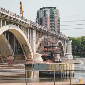 Preview wallpaper bridge, river, construction, building