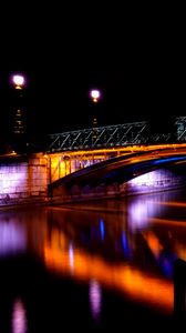 Preview wallpaper bridge, river, dark, night, backlight