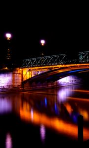 Preview wallpaper bridge, river, dark, night, backlight