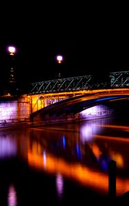 Preview wallpaper bridge, river, dark, night, backlight