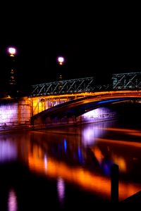 Preview wallpaper bridge, river, dark, night, backlight