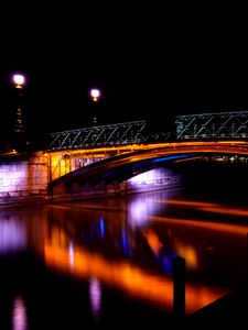 Preview wallpaper bridge, river, dark, night, backlight