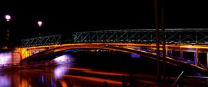 Preview wallpaper bridge, river, dark, night, backlight