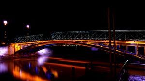 Preview wallpaper bridge, river, dark, night, backlight