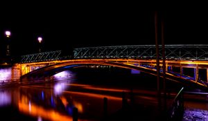 Preview wallpaper bridge, river, dark, night, backlight