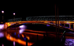 Preview wallpaper bridge, river, dark, night, backlight