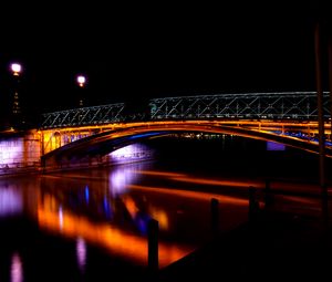 Preview wallpaper bridge, river, dark, night, backlight