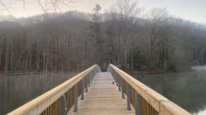 Preview wallpaper bridge, river, forest, nature