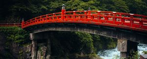 Preview wallpaper bridge, river, gorge, nature, japan