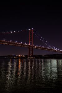 Preview wallpaper bridge, river, lights, night, dark, sky