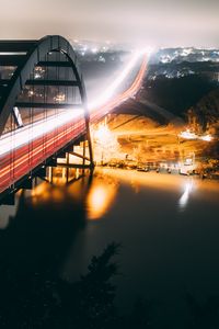 Preview wallpaper bridge, river, lights, long exposure, night