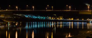 Preview wallpaper bridge, river, lights, night, dark