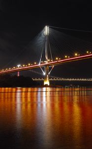 Preview wallpaper bridge, river, lights, reflection, night