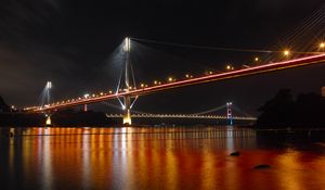 Preview wallpaper bridge, river, lights, reflection, night