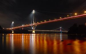 Preview wallpaper bridge, river, lights, reflection, night