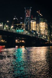 Preview wallpaper bridge, river, lights, buildings, night